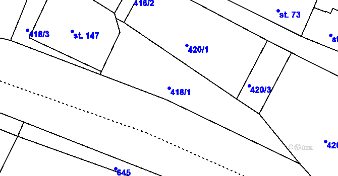Parcela st. 418/1 v KÚ Kuks, Katastrální mapa