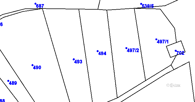 Parcela st. 494 v KÚ Kuks, Katastrální mapa