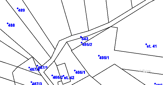 Parcela st. 495/2 v KÚ Kuks, Katastrální mapa