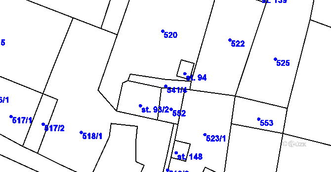 Parcela st. 541/4 v KÚ Kuks, Katastrální mapa