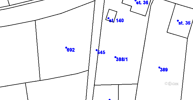 Parcela st. 545 v KÚ Kuks, Katastrální mapa