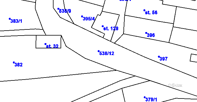 Parcela st. 538/12 v KÚ Kuks, Katastrální mapa