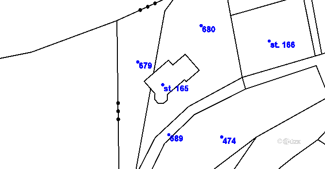 Parcela st. 165 v KÚ Kuks, Katastrální mapa
