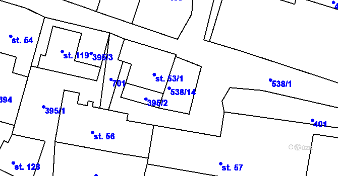 Parcela st. 538/14 v KÚ Kuks, Katastrální mapa