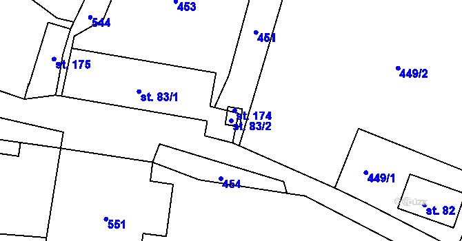 Parcela st. 83/2 v KÚ Kuks, Katastrální mapa