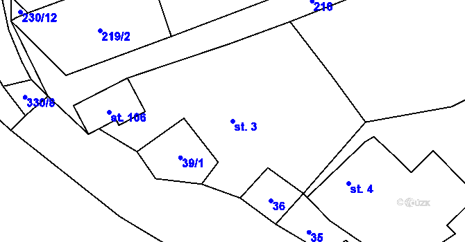 Parcela st. 3 v KÚ Stanovice u Kuksu, Katastrální mapa