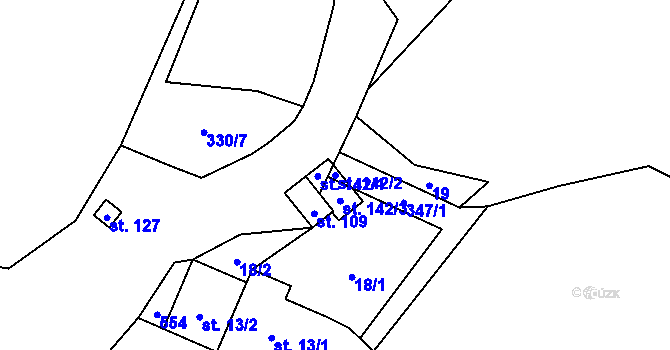 Parcela st. 142/2 v KÚ Stanovice u Kuksu, Katastrální mapa