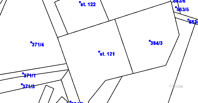 Parcela st. 121 v KÚ Kulířov, Katastrální mapa