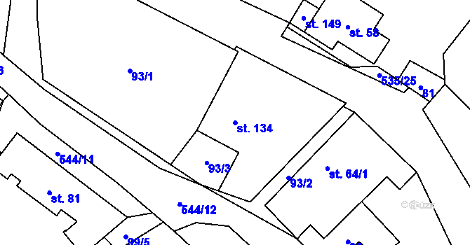 Parcela st. 134 v KÚ Kulířov, Katastrální mapa