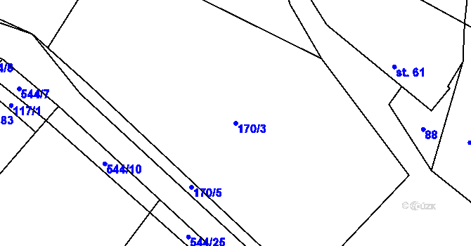 Parcela st. 170/3 v KÚ Kulířov, Katastrální mapa