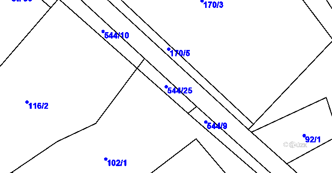 Parcela st. 544/25 v KÚ Kulířov, Katastrální mapa