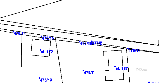 Parcela st. 476/16 v KÚ Kunčice u Nechanic, Katastrální mapa