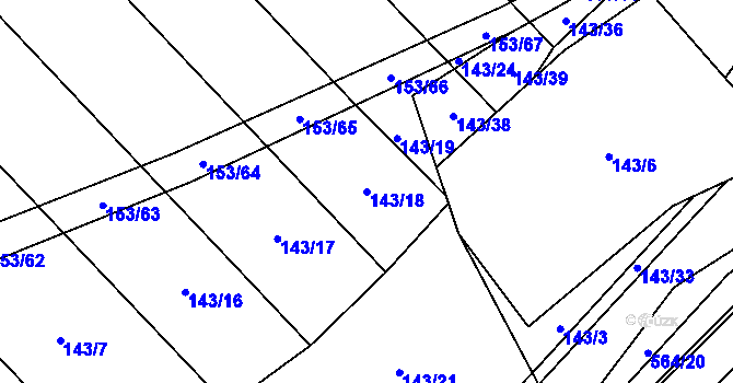 Parcela st. 143/18 v KÚ Kunčice u Nechanic, Katastrální mapa