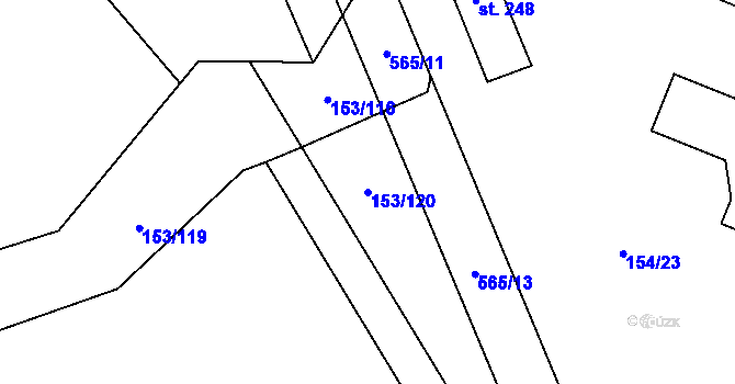 Parcela st. 153/120 v KÚ Kunčice u Nechanic, Katastrální mapa