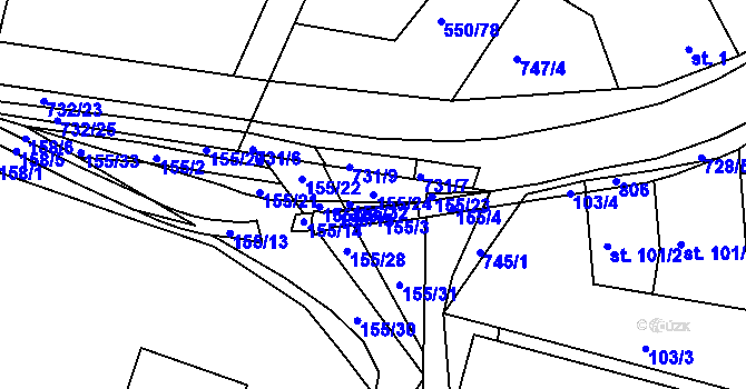 Parcela st. 155/24 v KÚ Kunčice u Nechanic, Katastrální mapa