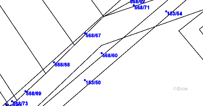 Parcela st. 568/60 v KÚ Kunčice u Nechanic, Katastrální mapa