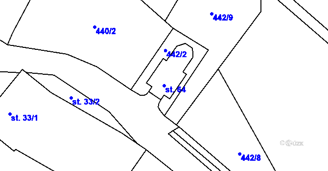 Parcela st. 64 v KÚ Kunčice nad Labem, Katastrální mapa