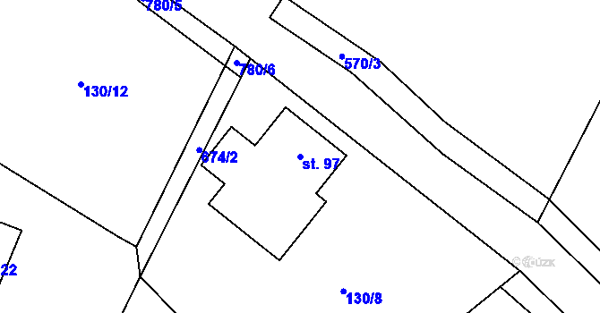 Parcela st. 97 v KÚ Kunčice nad Labem, Katastrální mapa