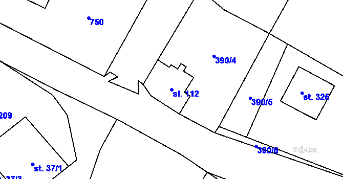 Parcela st. 112 v KÚ Kunčice nad Labem, Katastrální mapa