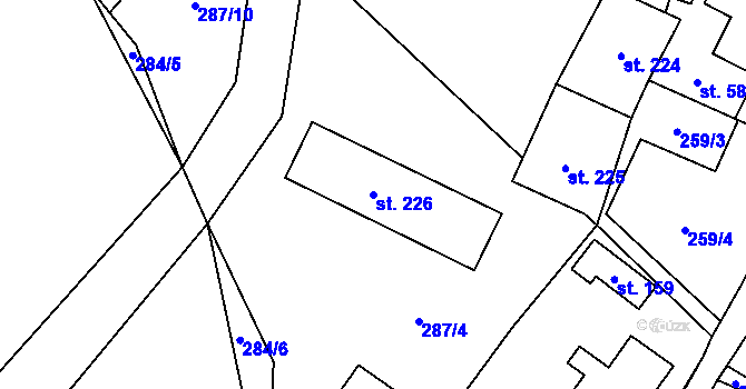 Parcela st. 226 v KÚ Kunčice nad Labem, Katastrální mapa