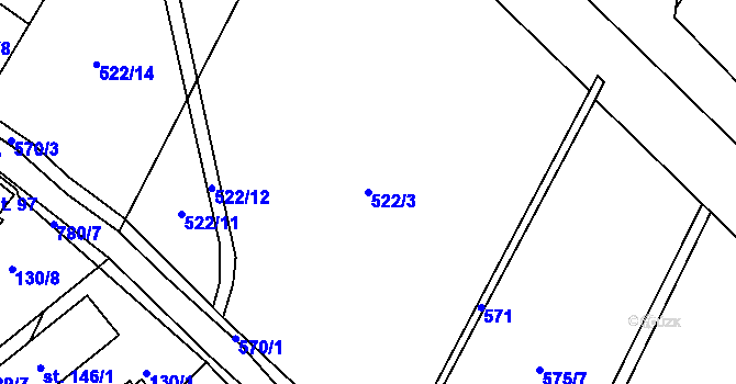 Parcela st. 522/3 v KÚ Kunčice nad Labem, Katastrální mapa