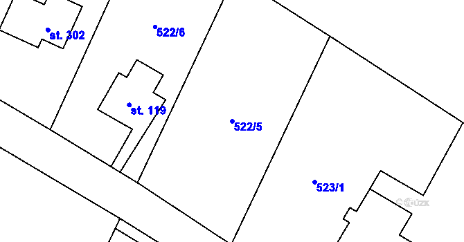 Parcela st. 522/5 v KÚ Kunčice nad Labem, Katastrální mapa