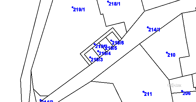 Parcela st. 219/4 v KÚ Kunčice, Katastrální mapa