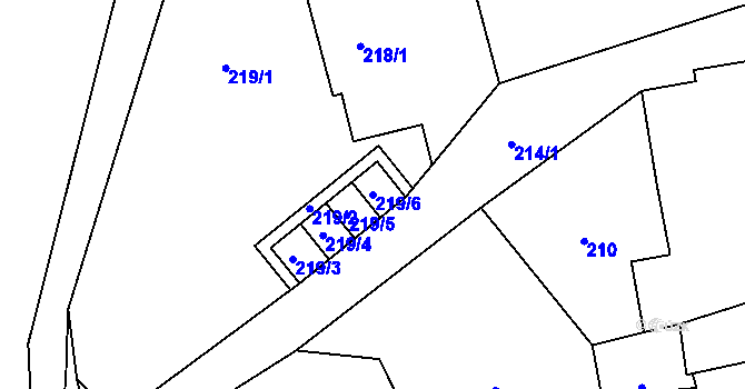 Parcela st. 219/6 v KÚ Kunčice, Katastrální mapa