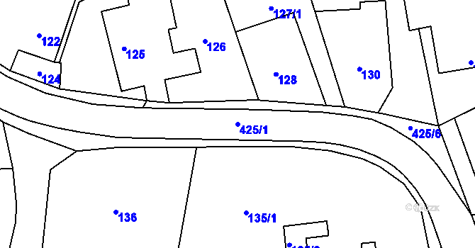 Parcela st. 425/1 v KÚ Kunčice, Katastrální mapa