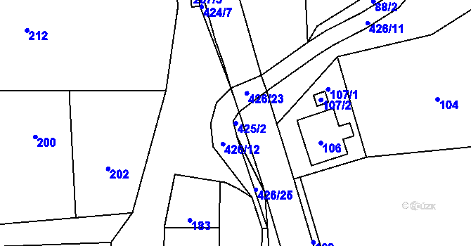 Parcela st. 425/2 v KÚ Kunčice, Katastrální mapa