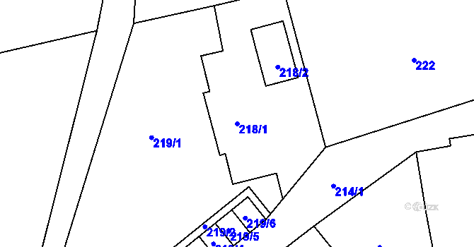 Parcela st. 218/1 v KÚ Kunčice, Katastrální mapa
