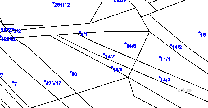 Parcela st. 14/7 v KÚ Kunčice, Katastrální mapa