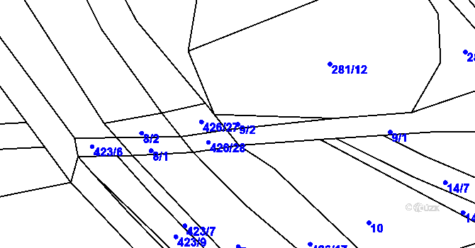 Parcela st. 9/2 v KÚ Kunčice, Katastrální mapa