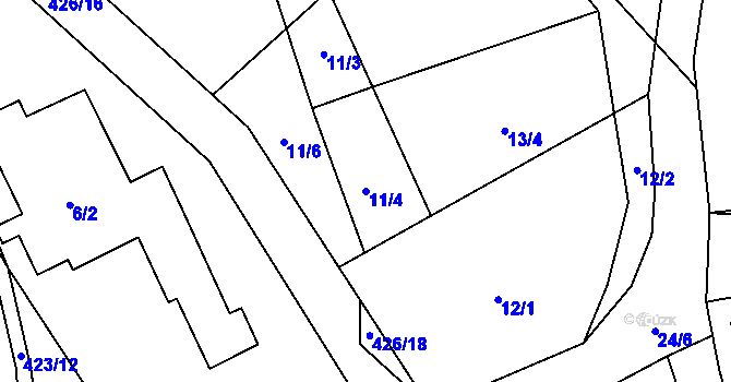 Parcela st. 11/4 v KÚ Kunčice, Katastrální mapa