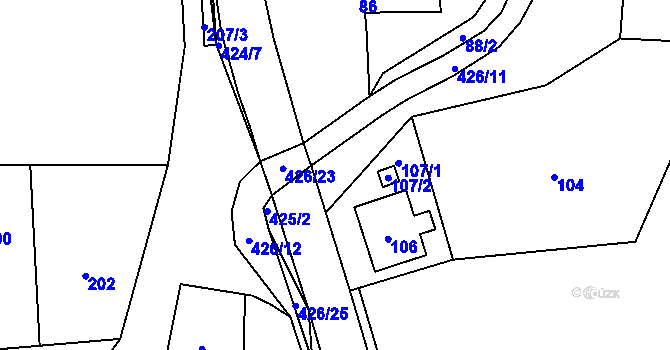 Parcela st. 89/3 v KÚ Kunčice, Katastrální mapa