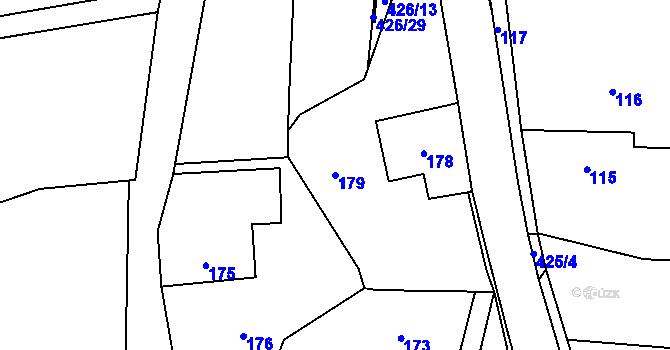 Parcela st. 179 v KÚ Kunčice, Katastrální mapa