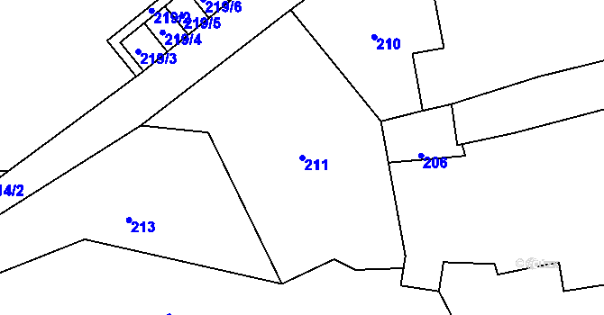 Parcela st. 211 v KÚ Kunčice, Katastrální mapa