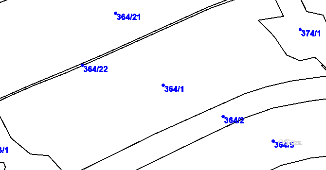 Parcela st. 364/1 v KÚ Kunčice, Katastrální mapa