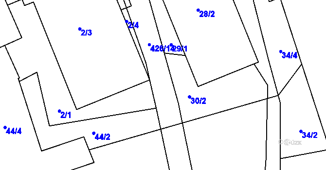 Parcela st. 426/2 v KÚ Kunčice, Katastrální mapa