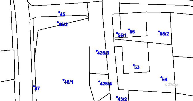 Parcela st. 426/3 v KÚ Kunčice, Katastrální mapa