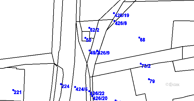 Parcela st. 426/9 v KÚ Kunčice, Katastrální mapa