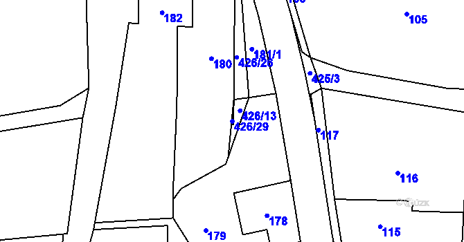 Parcela st. 426/29 v KÚ Kunčice, Katastrální mapa