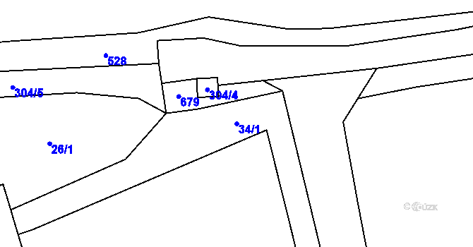 Parcela st. 34/1 v KÚ Kunčice, Katastrální mapa