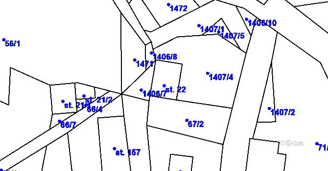Parcela st. 22 v KÚ Kunčice pod Králickým Sněžníkem, Katastrální mapa
