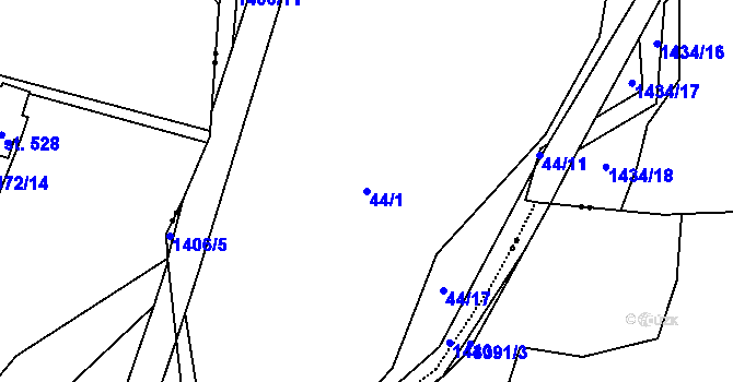 Parcela st. 44/1 v KÚ Kunčice pod Králickým Sněžníkem, Katastrální mapa
