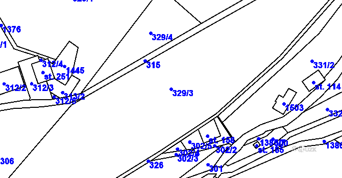 Parcela st. 329/3 v KÚ Kunčice pod Králickým Sněžníkem, Katastrální mapa