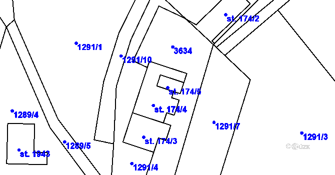 Parcela st. 174/5 v KÚ Kunčice pod Ondřejníkem, Katastrální mapa