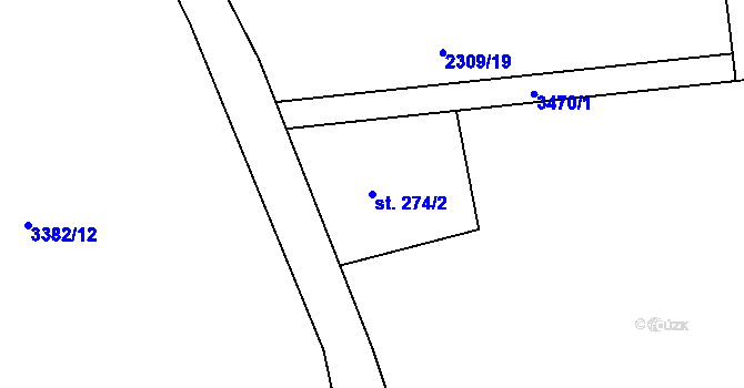 Parcela st. 274/2 v KÚ Kunčice pod Ondřejníkem, Katastrální mapa