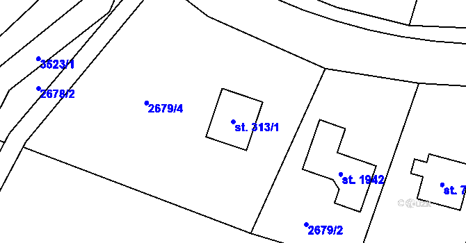 Parcela st. 313/1 v KÚ Kunčice pod Ondřejníkem, Katastrální mapa