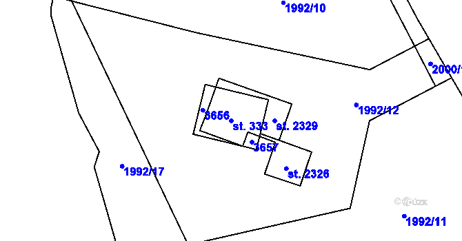 Parcela st. 333 v KÚ Kunčice pod Ondřejníkem, Katastrální mapa